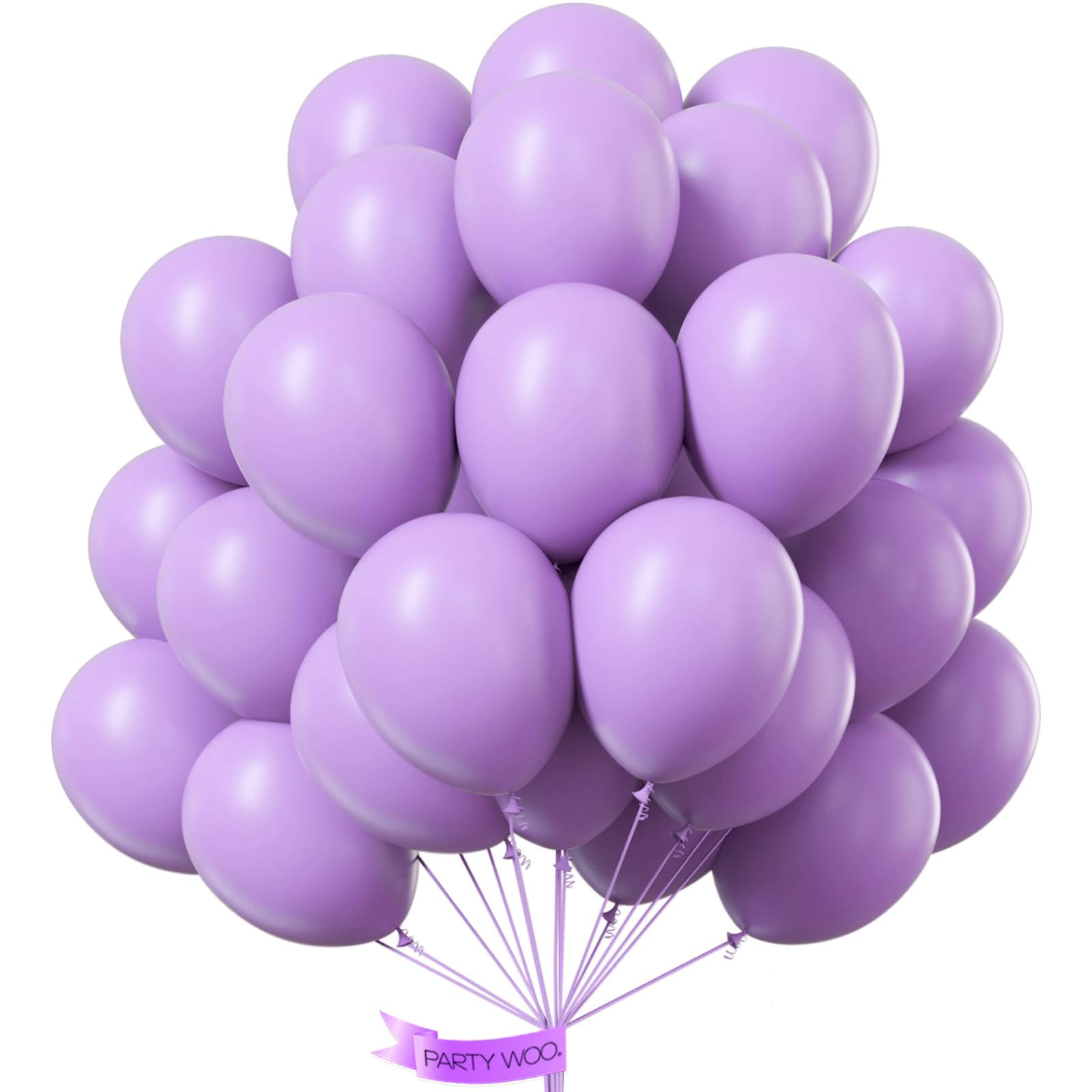 PartyWoo Pastel Purple Balloons 100 pcs 12 Inch Light Pastel Purple Lavender Lilac Latex Helium Balloons for Graduation Baby Shower Birthday Engagement Wedding Party Decorations Purple-Q10