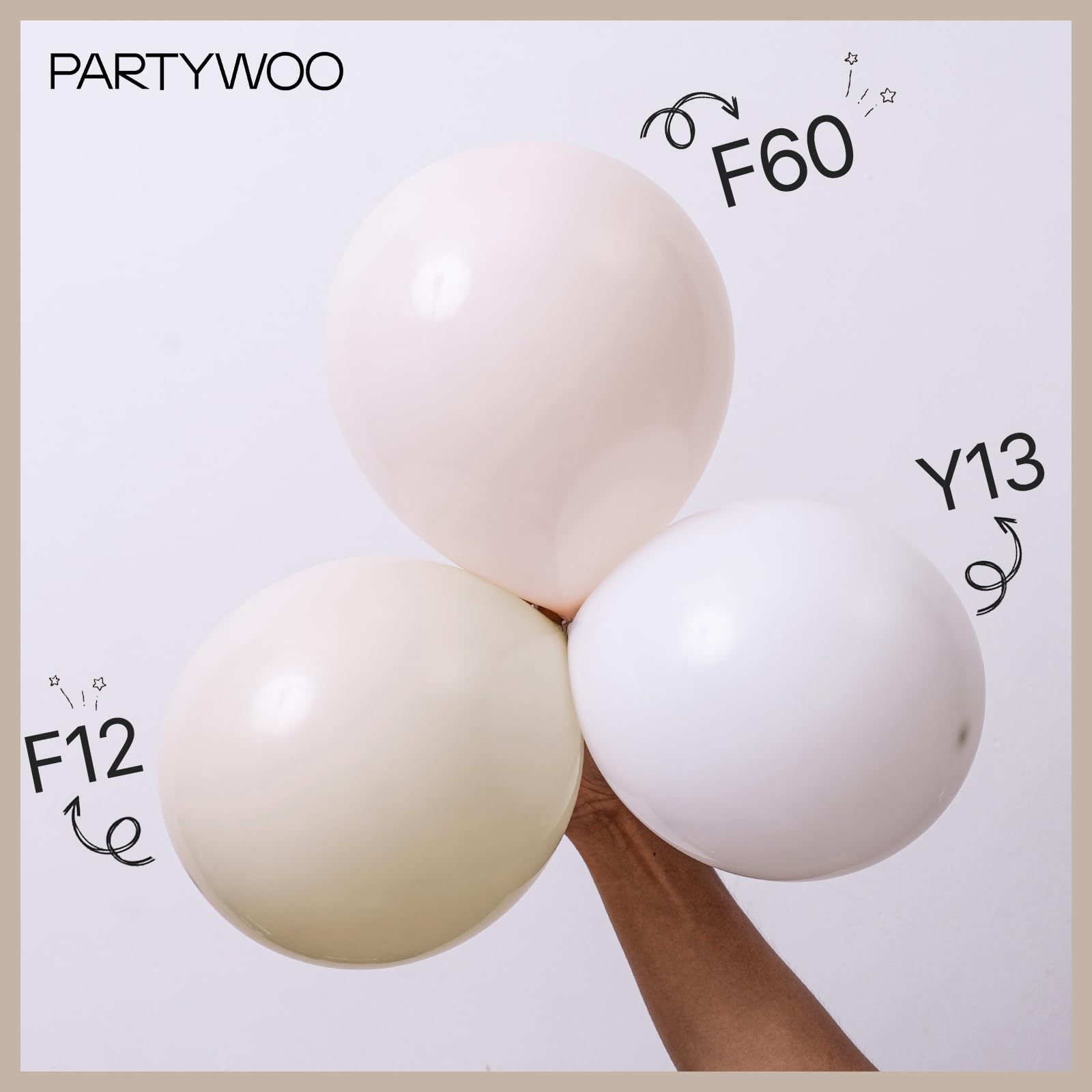 PartyWoo White Sand Balloons 100 pcs Different Sizes Pack of 18 12 10 5 Inch Off White Beige Cream Ivory Balloon Arch Kit Garland for Wedding Bridal Baby Shower Birthday Party Decorations White-F12