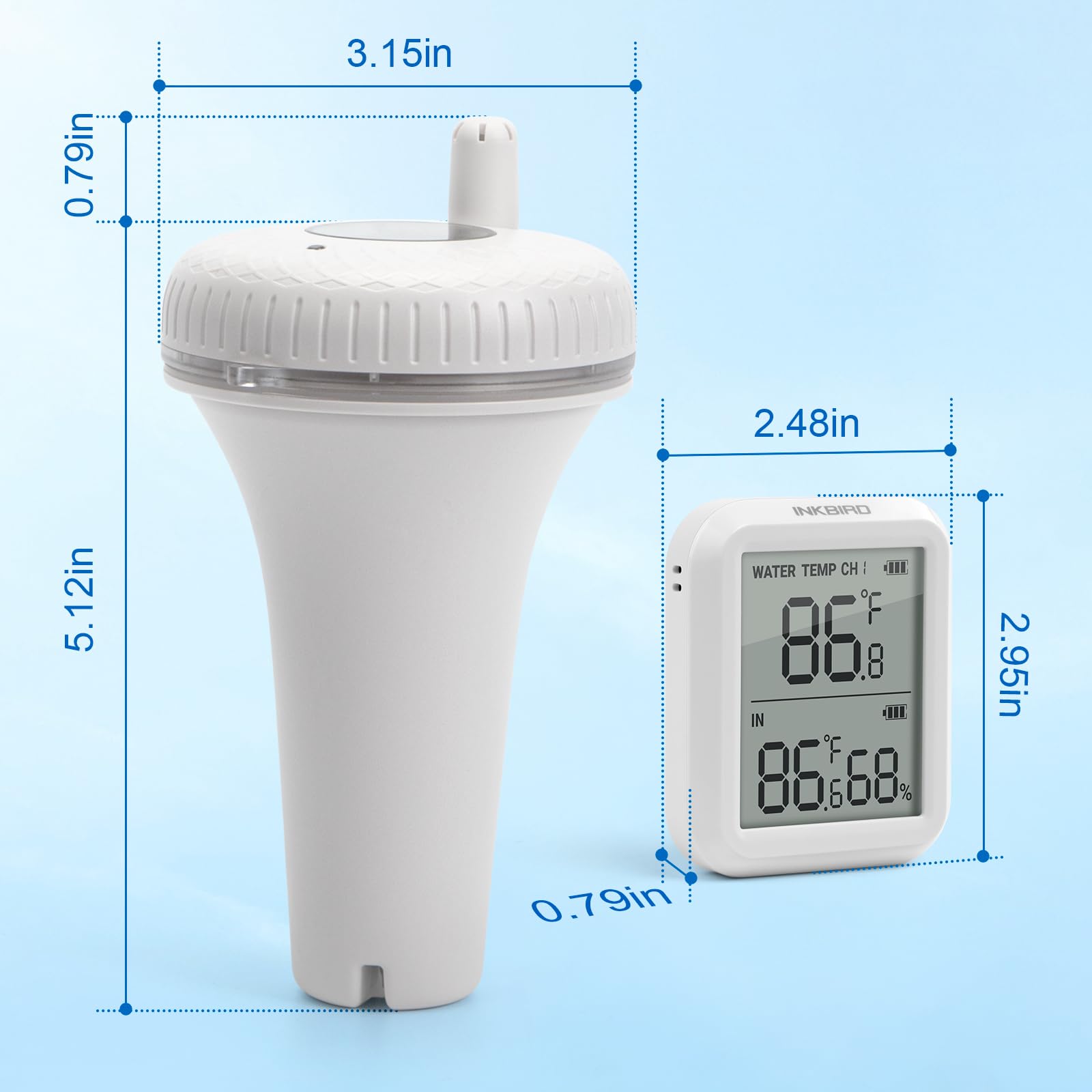 INKBIRD IBS-P01R 2nd Generation Wireless Floating Pool Thermometer Easy to Read, Compatible with Gateway IBS-M1 and IBS-M2