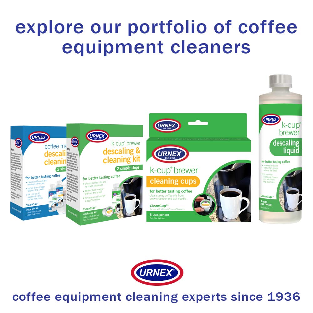 Urnex K-Cup Cleaner - 5 Cleaning Cups - for Keurig Machines Compatible with Keurig 2.0 - Removes Stains Non-Toxic