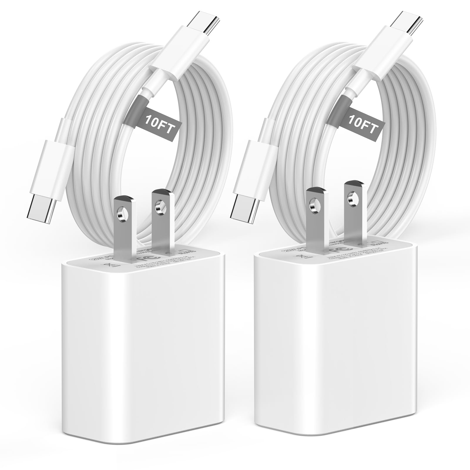 Matsusho iPhone 16 15 Charger Fast Charging 10 FT, 2 Pack 20W USB C Wall Charger with 10FT Long Type C Charger Fast Charging Cable for iPhone 16/16 Plus/16 Pro/16 Pro Max/15/15 Pro/15 Pro Max/15 Plus