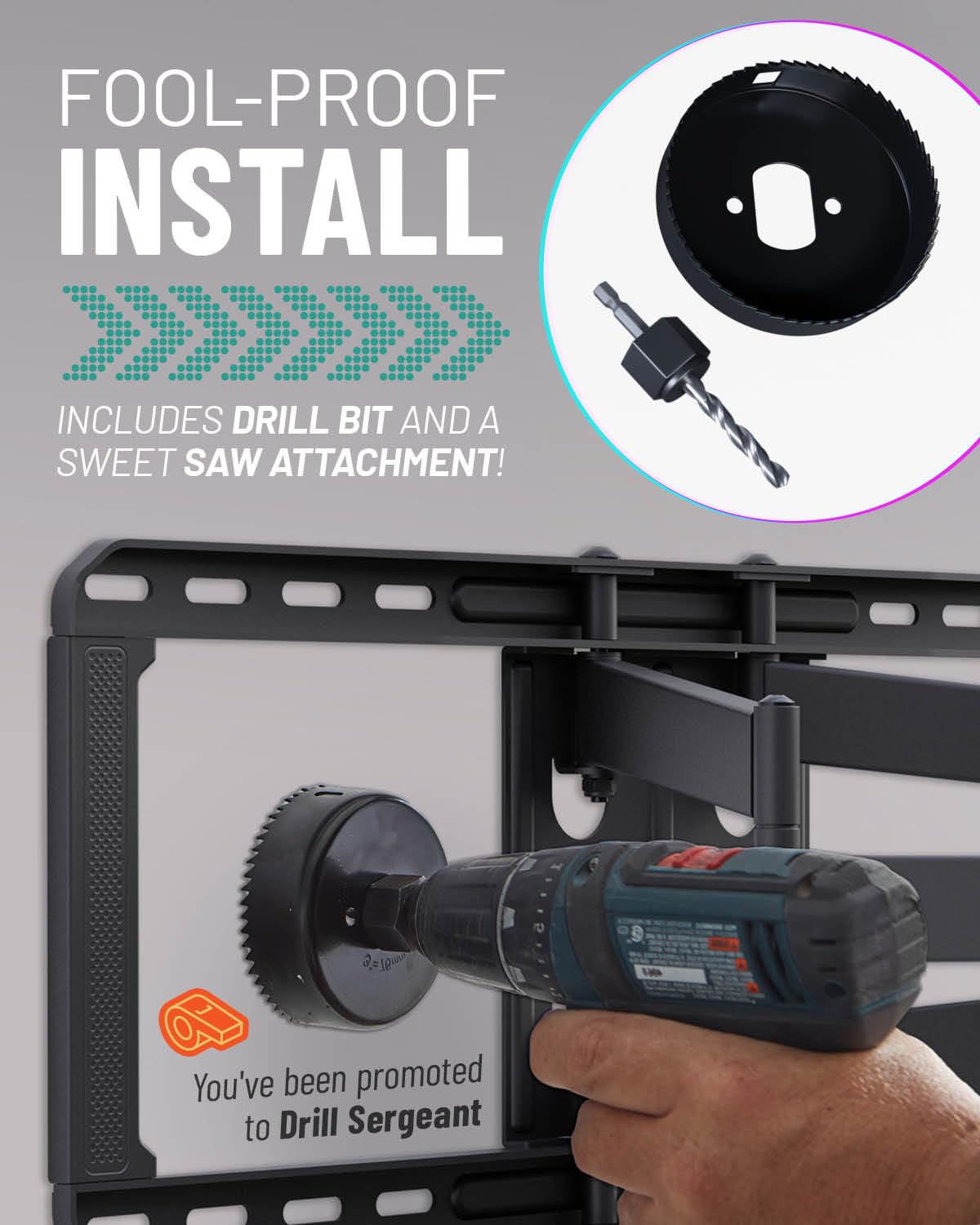 ECHOGEAR in-Wall Cable Management Kit - Includes Power & Low Voltage Cable Management - Hide TV Wires When Mounting A TV - Includes Hole Saw Drill Attachment for Easy Install