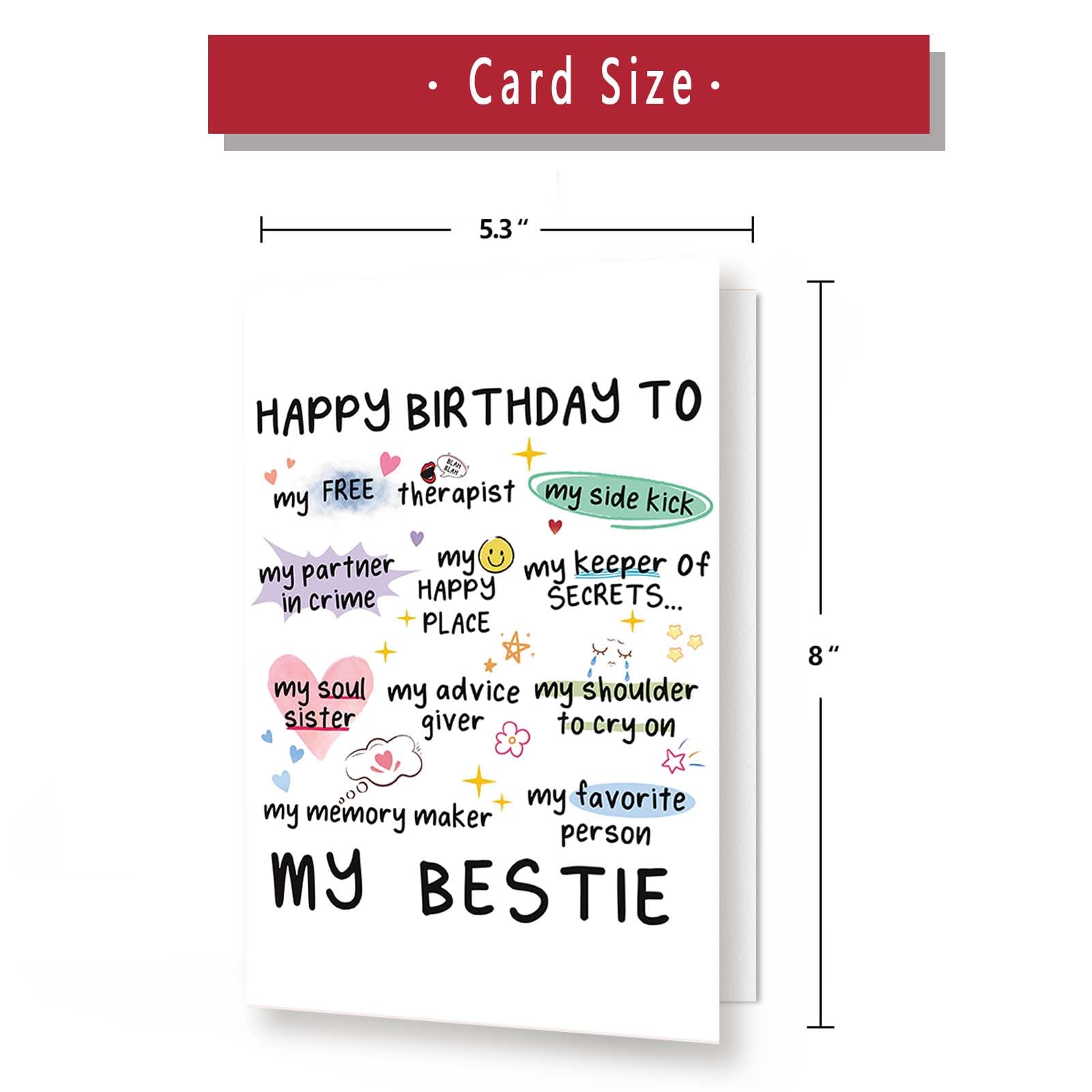 MQMRYeto Funny Birthday Card for Women Sister, Happy Bday Gifts for Bestie, Bestie Birthday Card, Friendship Birthday Card, Best Friend Birthday Card,Happy Greeting Card for Niece