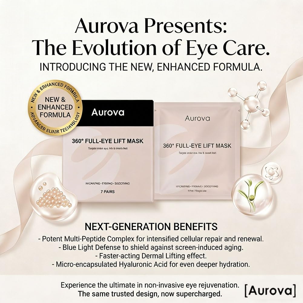 Aurova Beauty Eye Mask, 360° Full-Eye Lift Mask, Eye Mas with Collagen & Vitamin C, Nourishing & Non Irritating, for Puffy Eyes and Dark Circles (14 Pairs/28 Pieces)