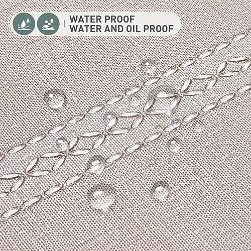 Vonabem 100% Waterproof Rectangle PVC Tablecloth, Vinyl Table Cloth Cover with Flannel Backing Oil Spill Proof Wipeable Table Cloths for Indoor Outdoor（Coffee Stripe,52x70IN