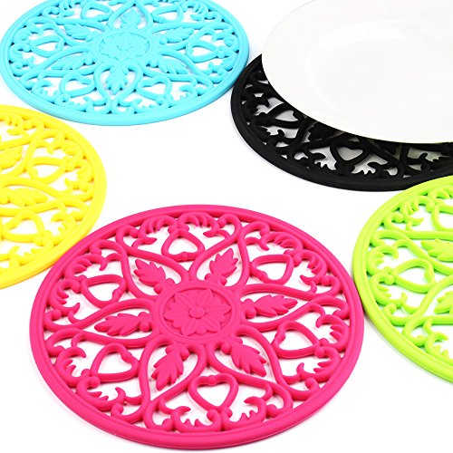 ME.FAN Trivets/Silicone Trivets 3 Pcs Silicone Mats for Hot Dishes/Hot Pots/Hot Pans, Hot Pads to Portect Table and Counter Top - Flexible/Durable/Non Slip (Black)