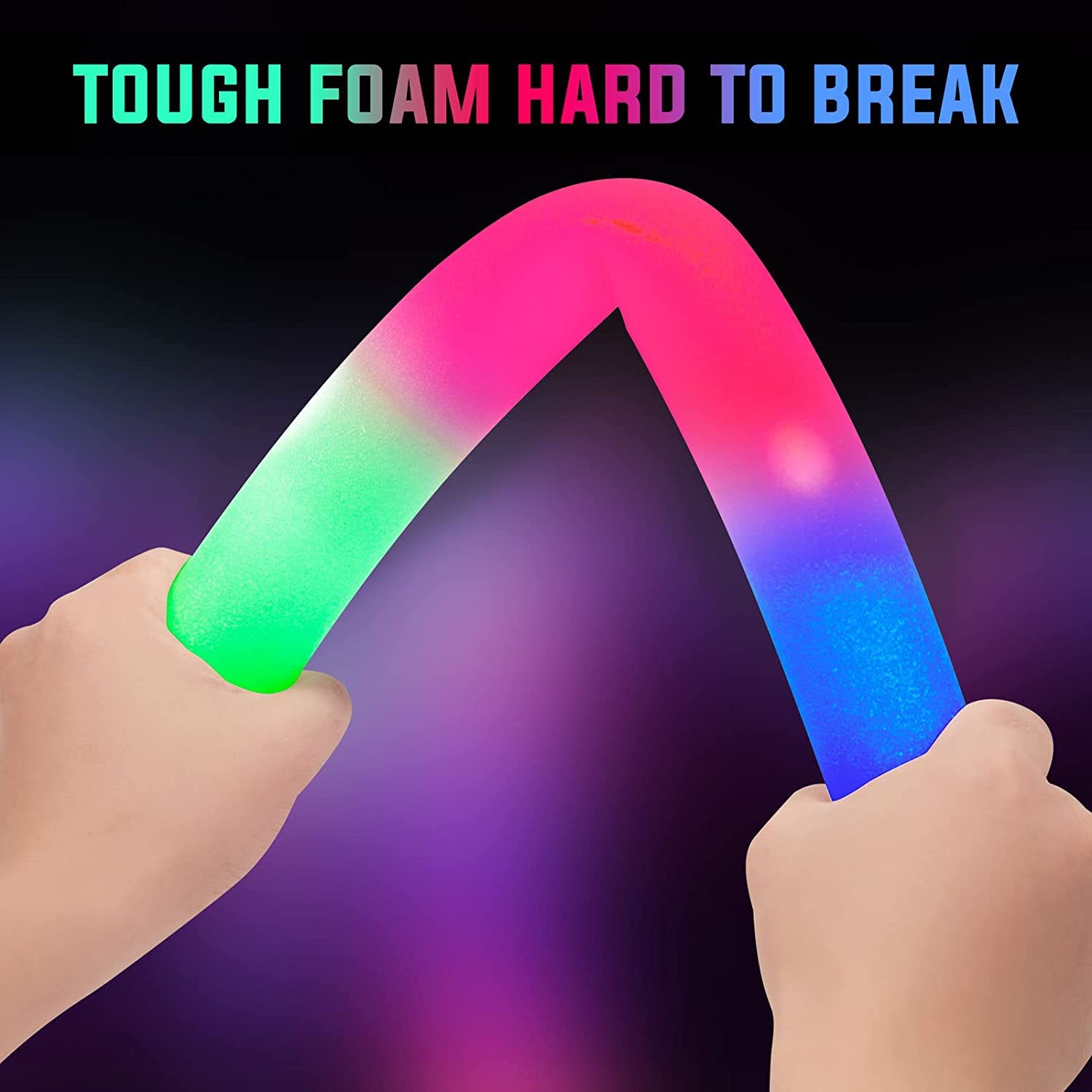 SHQDD Foam Glow Sticks Bulk, 174 Pack Giant Foam Sticks with 3 Modes Colorful Flashing, Glow in the Dark Party Supplies for Wedding, Raves, Concert, Camping, Sporting Events