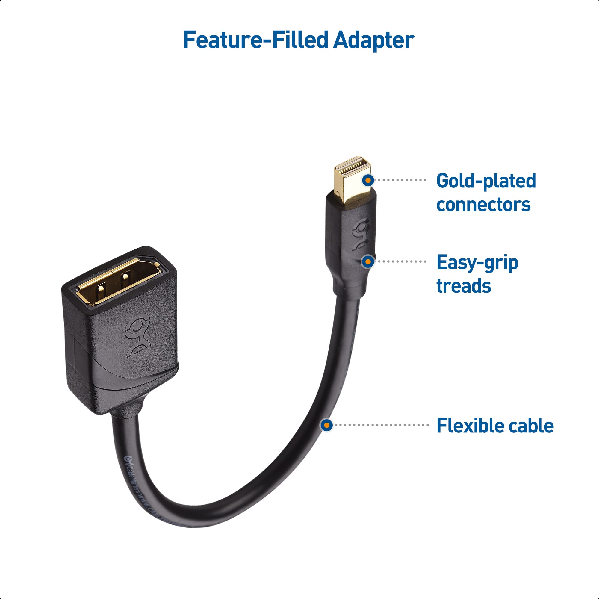 Cable Matters 2-Pack 32.4Gbps 8K Mini DisplayPort to DisplayPort 1.4 Adapter (Mini DP to DP 1.4) in Black - 8K@60Hz, 4K@120Hz Resolution Ready - Thunderbolt and Thunderbolt 2 Port Compatible