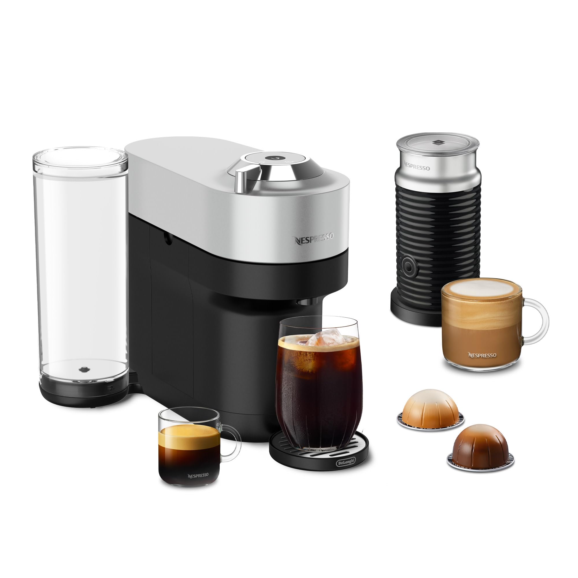 Nespresso Vertuo Pop+ Deluxe by De'Longhi with Aeroccino, Silver