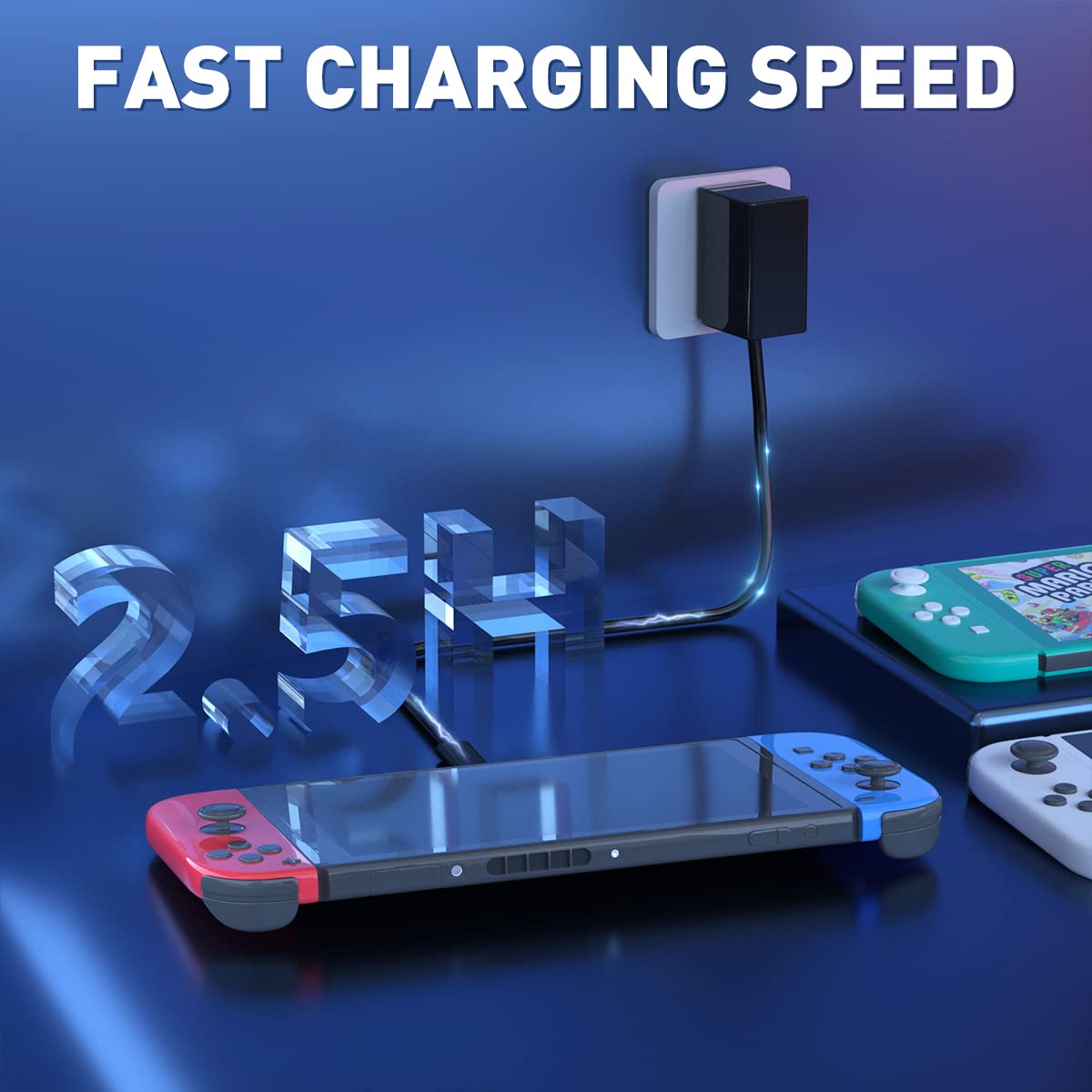 Charger for Nintendo Switch with 5FT Charging Cable, AC Power Supply Adapter for Nintendo Switch/LITE/OLED Work as Original Nintendo Charger, Support Switch TV Dock Mode Output 15V2.6A USB C Charger