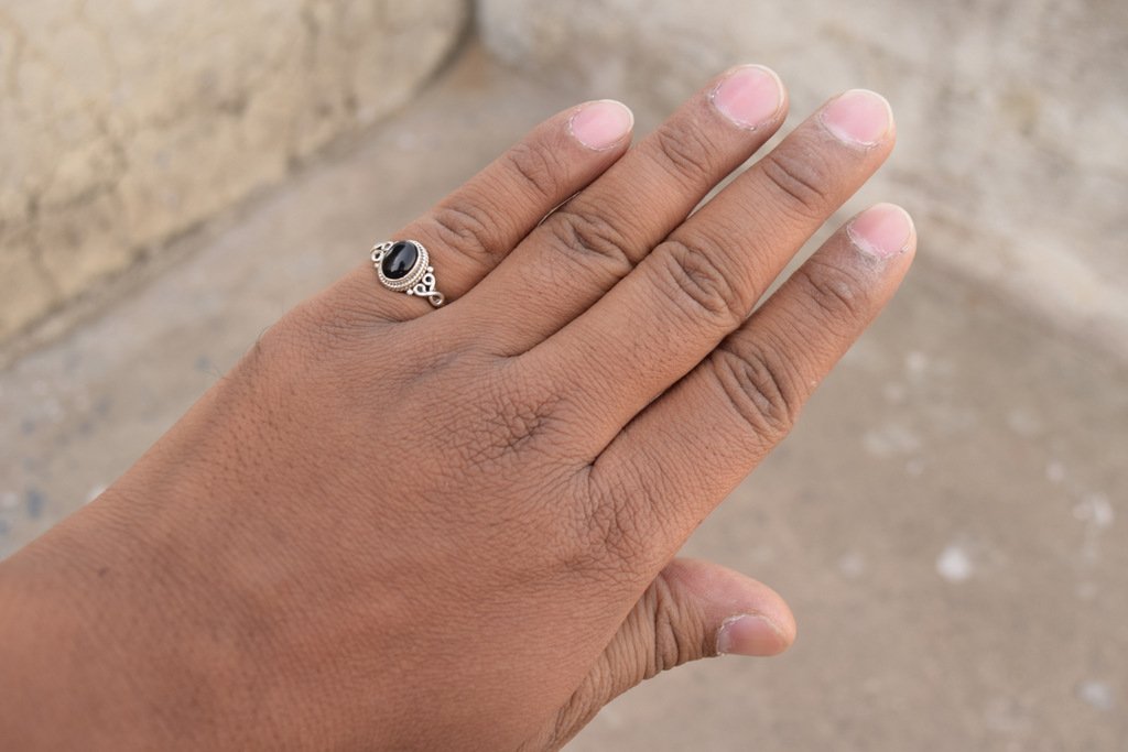 Black Onyx Stone Ring 925 Sterling Silver Statement Ring For Women Handmade Rings Gemstone Christmas Promise Ring Size US 8 Gift For Her