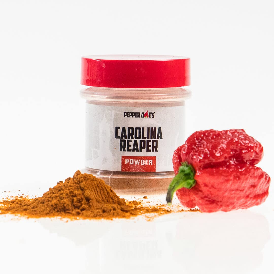 Pepper Joe’s Carolina Reaper Powder – World’s Hottest Chili Powder Rub – 1/2oz Shaker Jar – Finely Ground Pure Hot Pepper Powder for Spicy Cooking