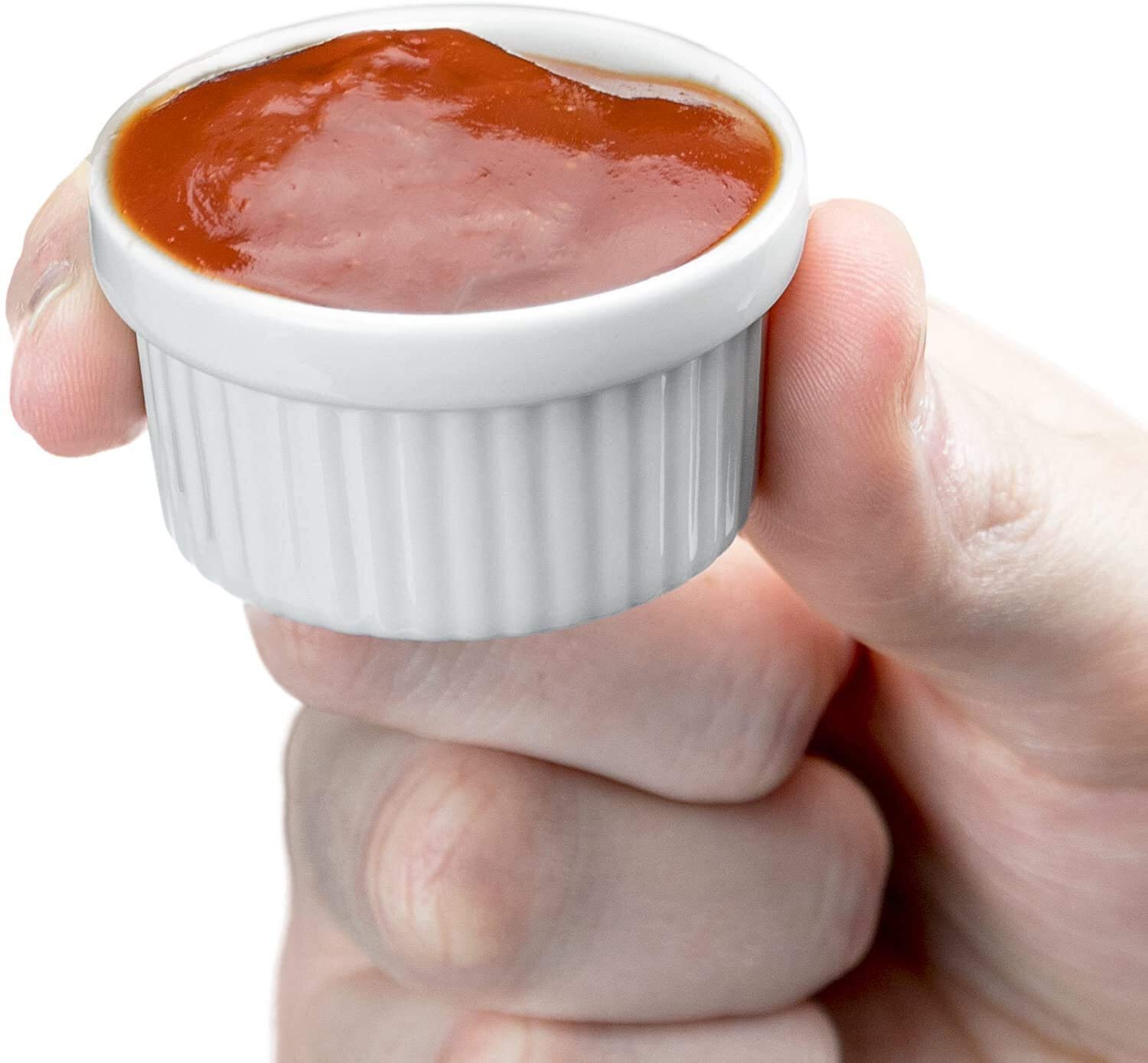 Kÿchen Mini Ramekins 1 oz. 30 ml|Microwave & Oven Safe, Porcelain Souffle Dish, Dipping Sauce, & Small Dessert Cups| 6 Count