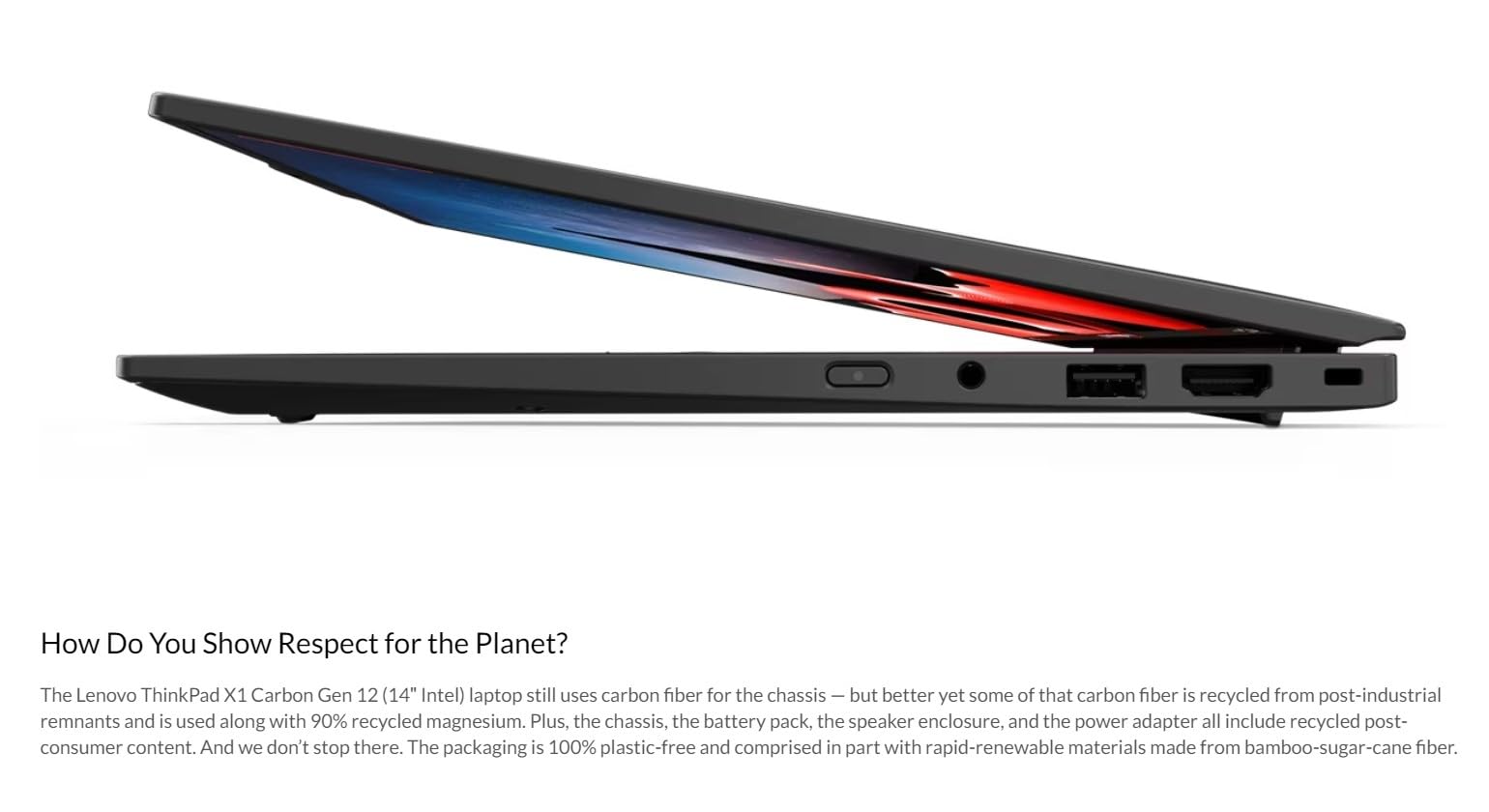 Lenovo Gen 12 ThinkPad X1 Carbon Laptop with Intel Ultra 7 165U vPro Processor, 14" WUXGA 100% sRGB Touchscreen, 32GB 6400MHz RAM, 1TB Gen4 Performance SSD, FHD+ IR+ RGB Camera, and Windows 11 Pro