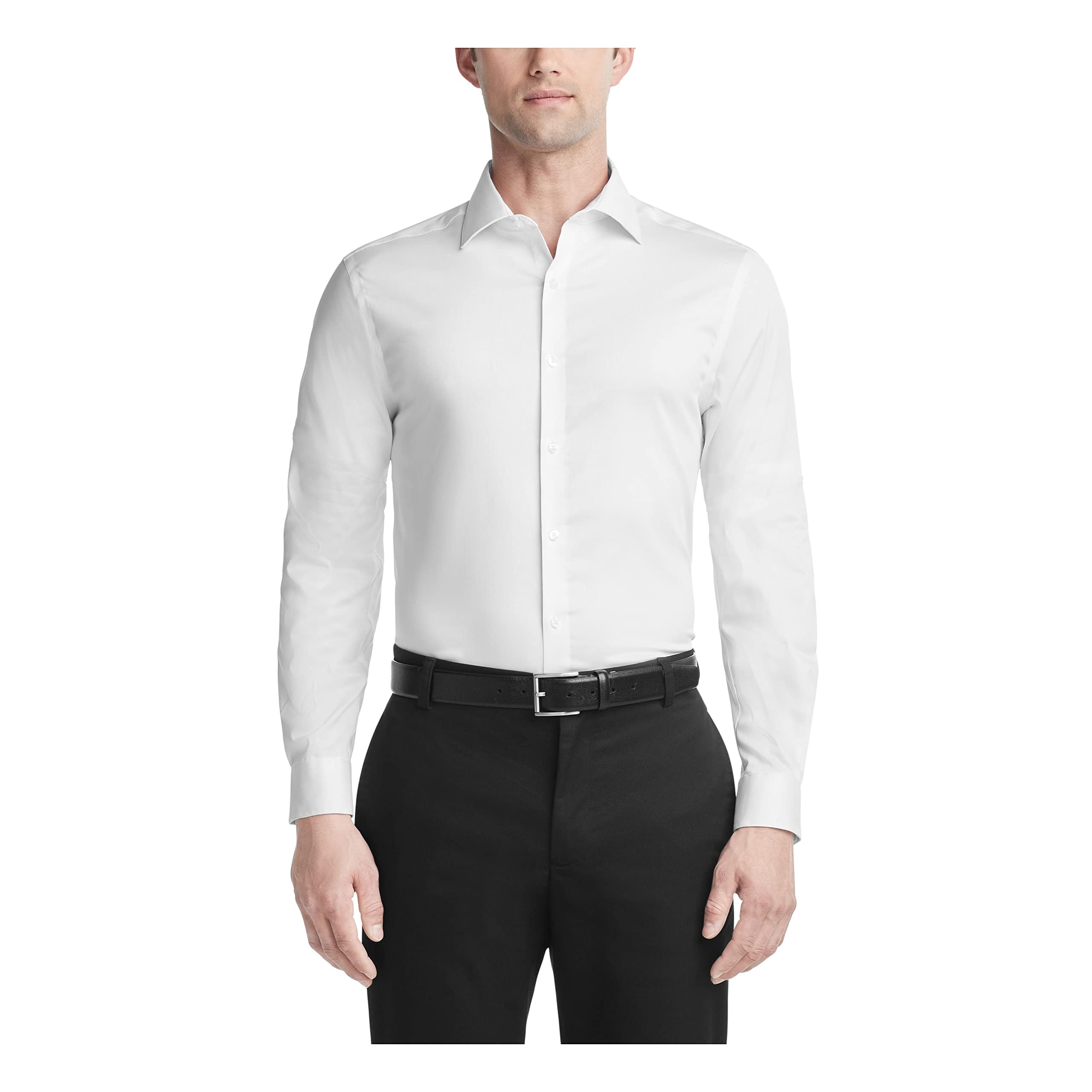 Van Heusen Men's Dress Shirt Slim Fit Ultra Wrinkle Free Flex Collar Stretch, White, 15"-15.5" Neck 32"-33" Sleeve