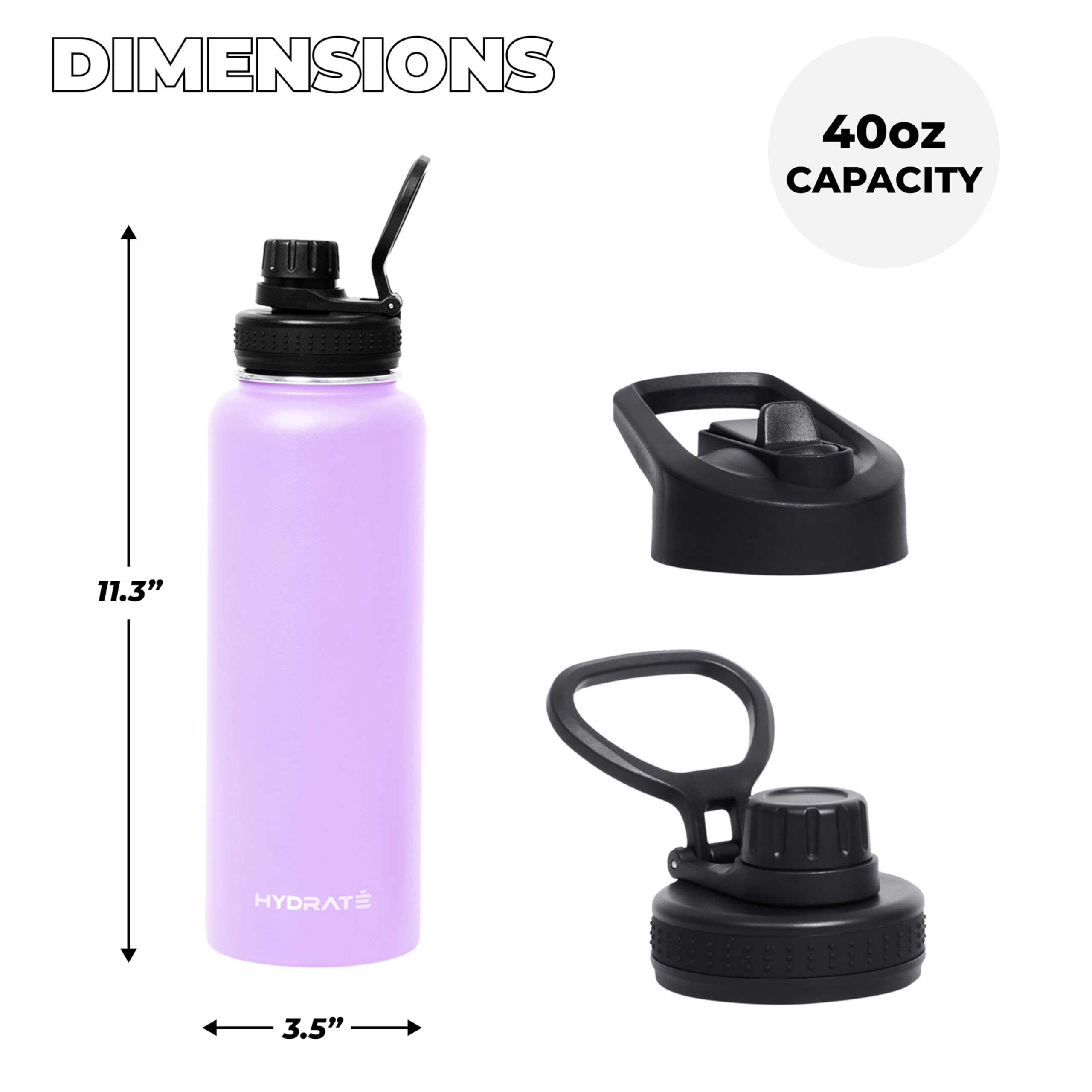 Hydrate 40 oz Water Bottle - Insulated Water Bottle - Leak Proof Water Bottles - Sports Plastic Refillable & Lightweight Water Bottles - Sleek Tech Cherry Blossom BPA Free Bottles - Water Flask