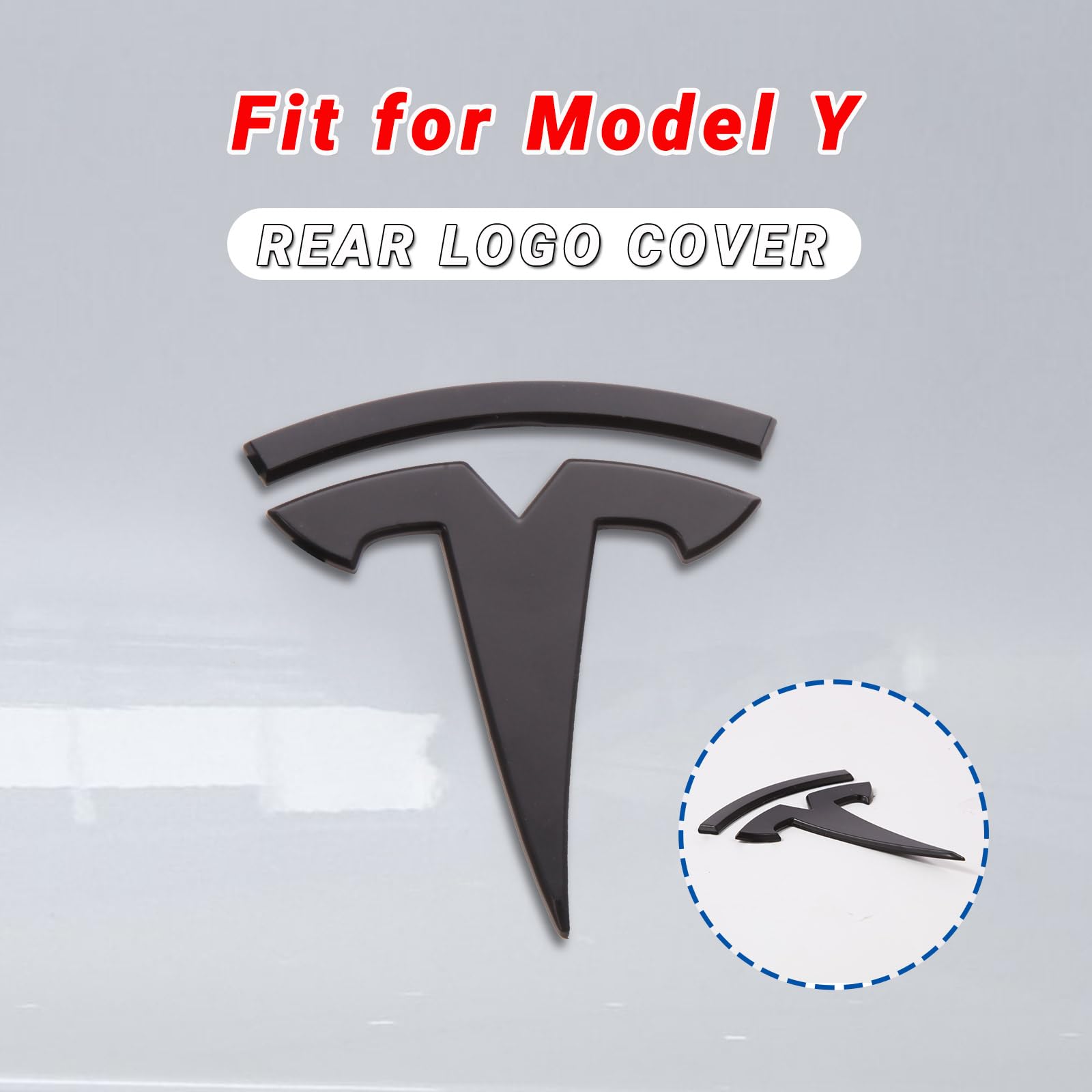 Nanaholy Model Y Accessories for Tesla Emblem Sticker 2PCS/Set 2024 2023 2022 2021 2020 Logo Decal (Black)