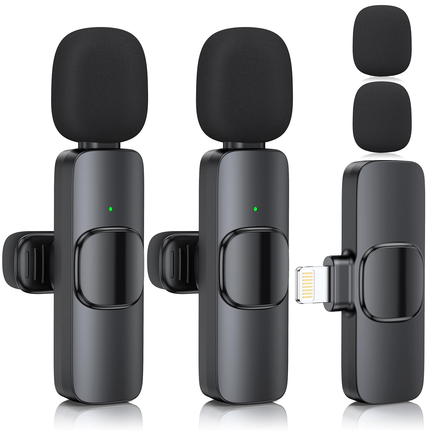 ZasLuke 2 Pack Wireless Lavalier Microphone for iPhone & iPad, Mini Microphone for Video Recording, Ultra-Low Delay Noise Canceling Microphone for Vlog, YouTube, TikTok