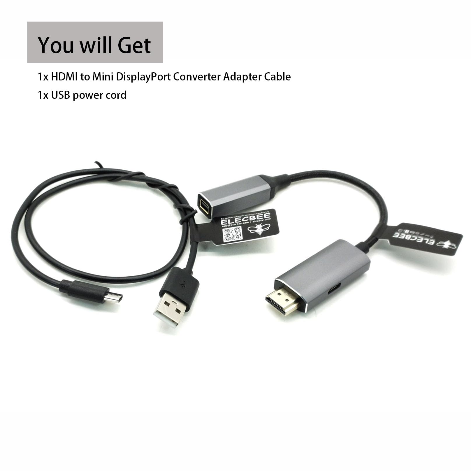 Elecbee HDMI to Mini DisplayPort Converter Adapter Cable 4K X 2K HDMI Male to Mini DP Female Video Cable