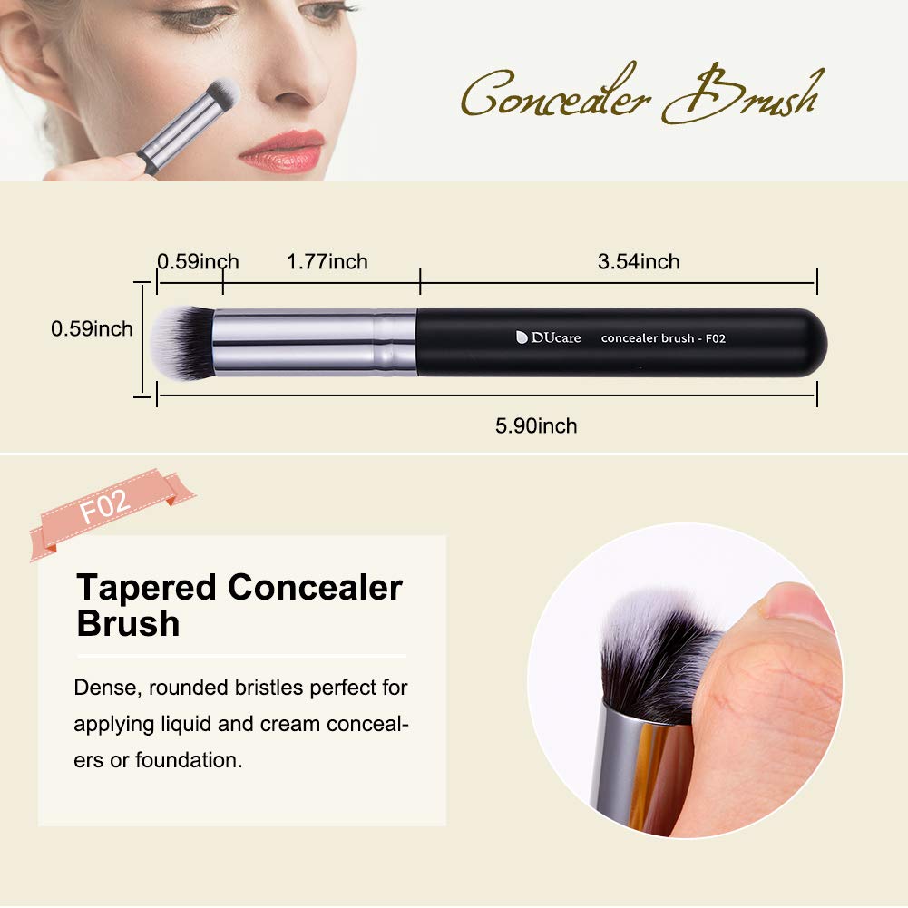 DUcare Makeup Kabuki Brushes 3Pcs Foundation Contour Brush& Concealer Brush Under Eye& Blusher Brush Face Blush Bronzer Travel Buffing Stippling Contour Liquid Blending Makeup brush set Black