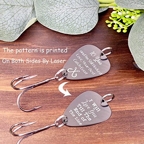 Gift for New Grandpa Funny Fishing Lure Hooks Grandpa's New Fishing Partner Coming Soon Stainless Steel Engraved Lures Pregnancy Announcement Gift for Fisherman Grandpa Christmas Birthday Anniversary