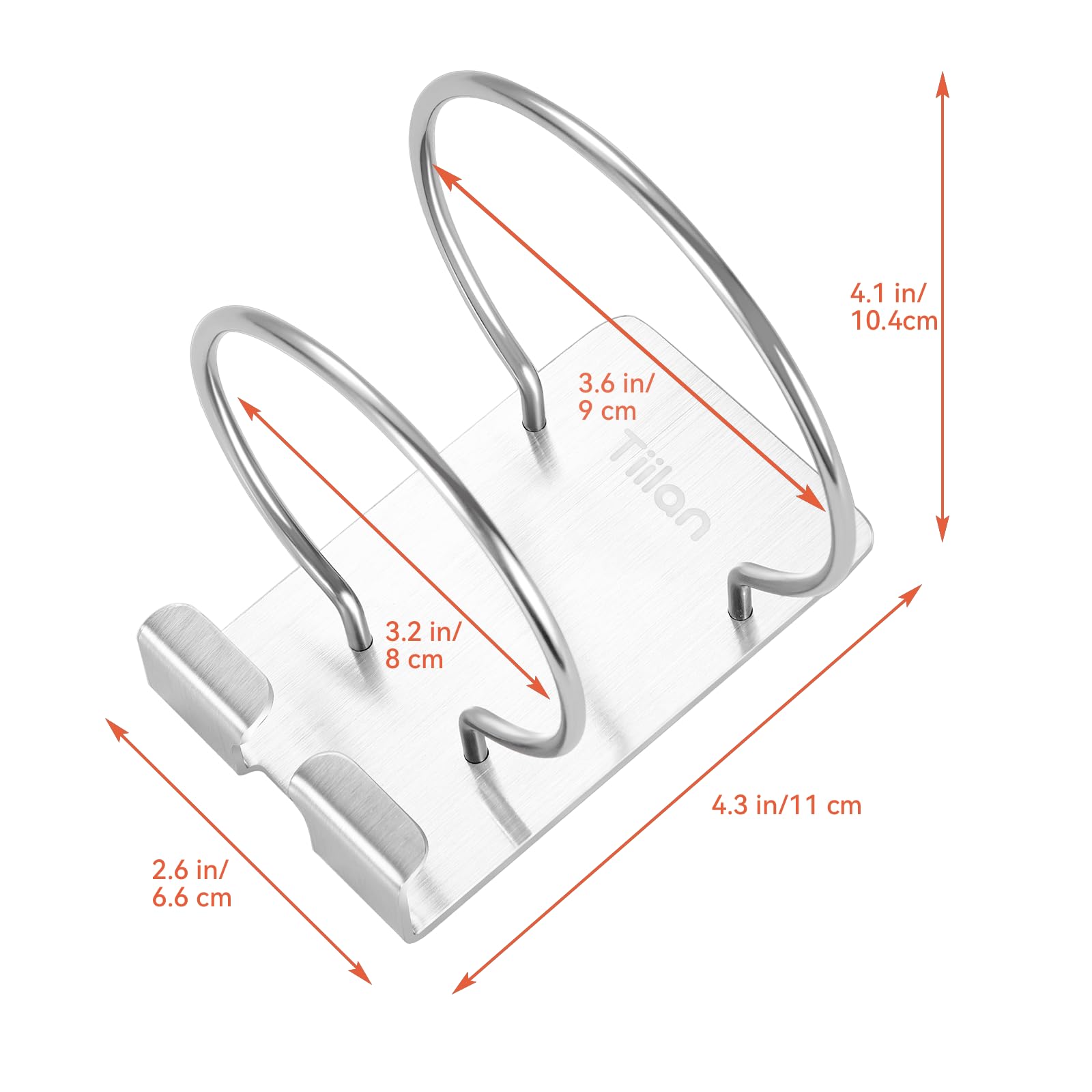 Tiilan Hair Dryer Holder Wall Mount, Blow Dryer Holder Self Adhesive, SUS 304 Stainless Steel, Bathroom Hair Tool Organizer Rack, Silver