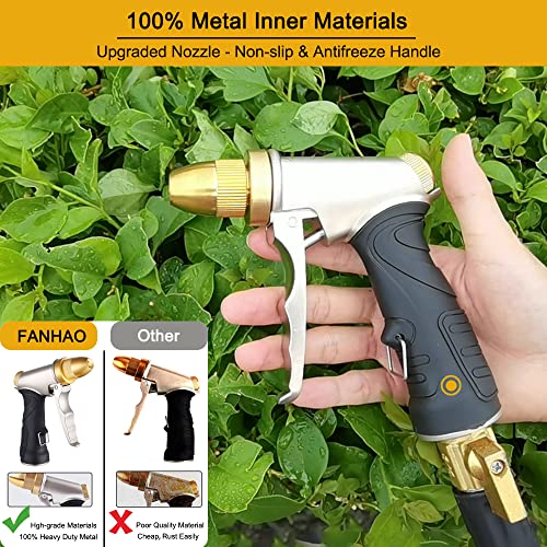FANHAO Garden Hose Nozzle, 100% Heavy Duty Metal Water Hose Nozzle Sprayer with 7 Spray Patterns, High Pressure Hand Sprayer with Ergonomic Handle for Watering Plants & Lawns, Washing Cars & Pets