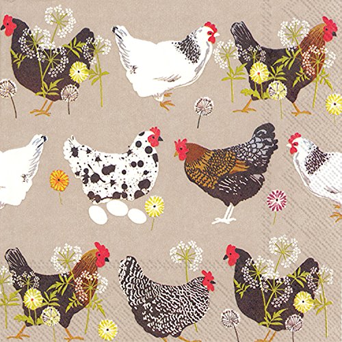 Boston International Ideal Home Range Spatter Hens Linen Paper Luncheon Napkins, 7 x 7, Multicolored, 20 Count