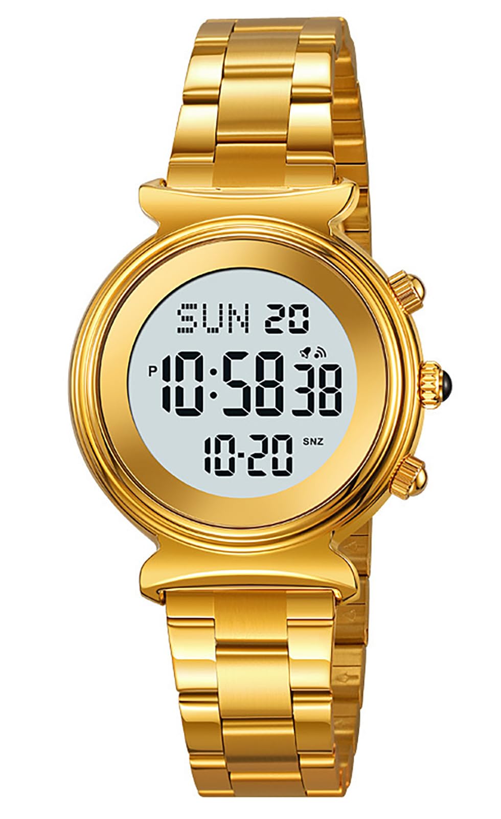 BESTKANG Women's Digital Watch - Stainless Steel, Gold, Waterproof, Dual Time, Date Watch - Women's Business Watch