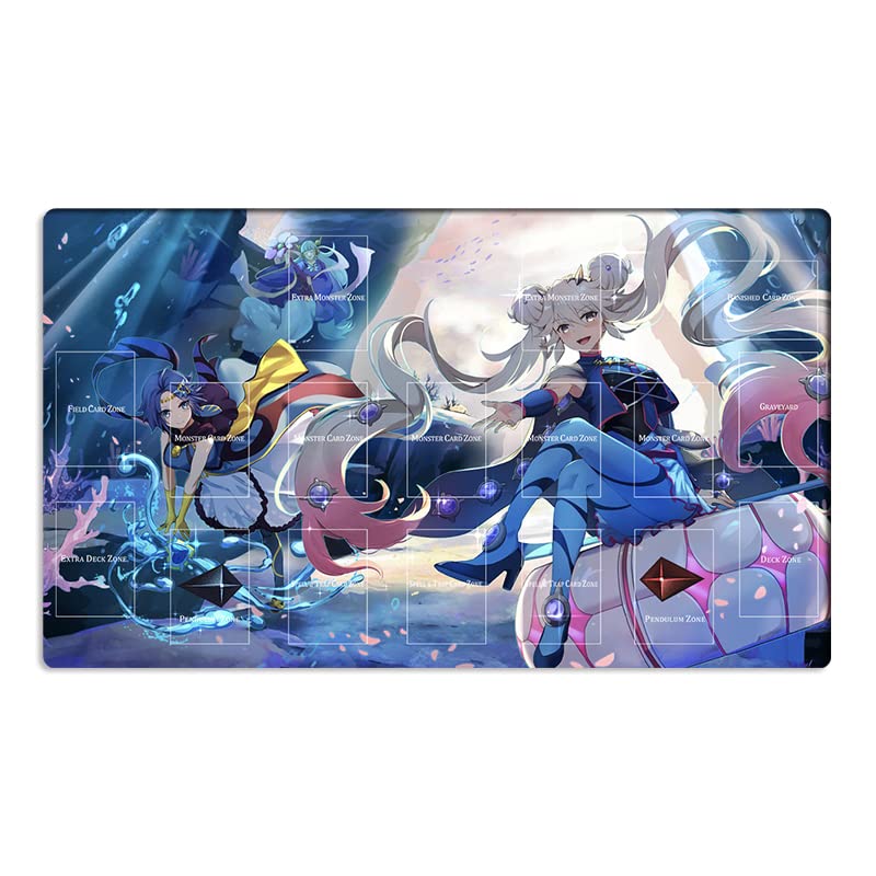 New Mlikemat Duel Playmat Marincess TCG CCG Trading Card Game Mat with Zones + Free Bag (ZD039-557-A-with Zones)
