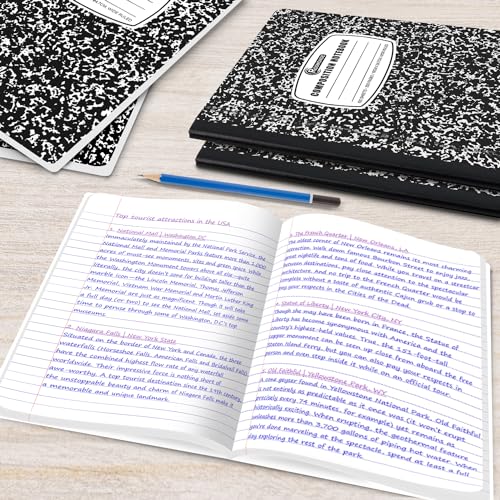 Rosmonde Composition Notebook Wide Ruled 5 Pack, 200 Pages (100 Sheets), 9-3/4 x 7-1/2, Back to School Supplies, Notebooks for School, Office Supplies, Notebooks for Work, The Notebook for Note Taking