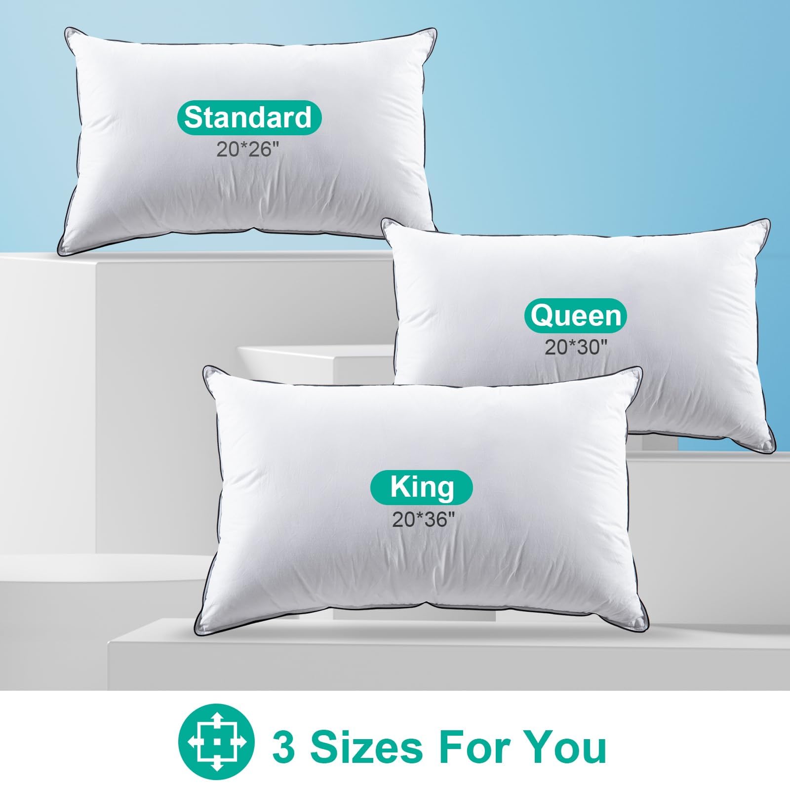 APSMILE Medium Firm Feather Down Pillows Standard Size Set of 2, Luxury Feather Pillow for Sleeping, Organic Cotton Cover Hotel Collection Bed Pillow (White, 20"x26")
