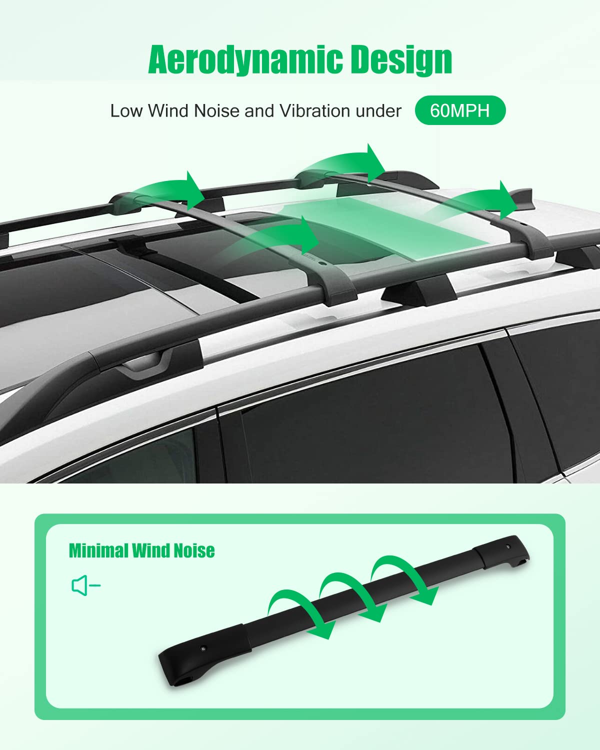 Scitoo Roof Rack Cross Bars Baggage Carrier for Subaru Ascent 2019-2022 Black 2 Pcs Roof Top Rack Luggage Carrier