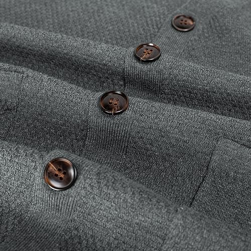 PJ PAUL JONES Casual Cardigan Sweaters for Men V-Neck Button-up Cardigan Long Sleeve Textured Knitted Sweaters Black