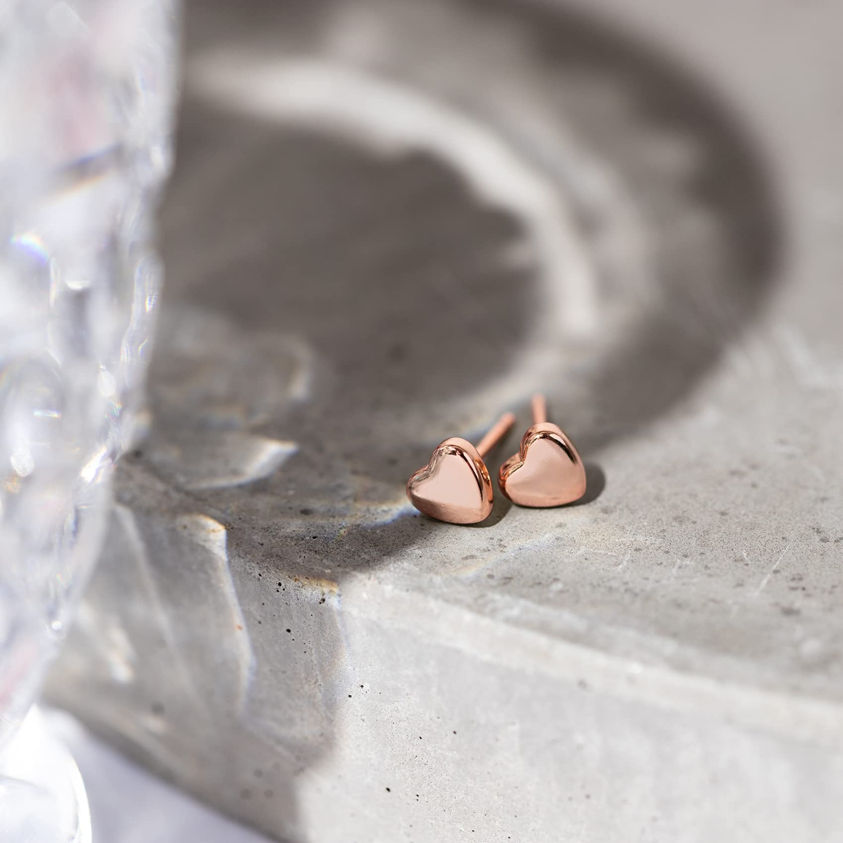 PAVOI 14K Rose Gold Plated 925 Sterling Silver Earrings | Tiny Heart Stud Earrings | Gold Stud Earrings for Women