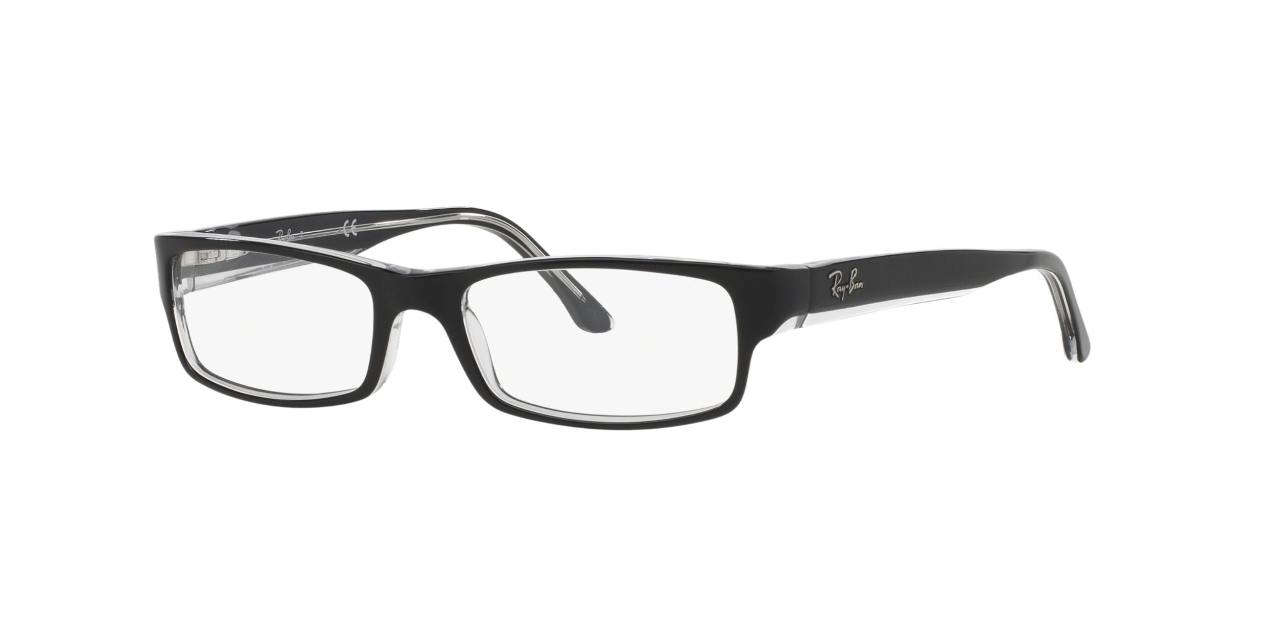 Ray-Ban RX5114 Rectangular Prescription Eyeglass Frames, Black On Transparent/Demo Lens, 54 mm