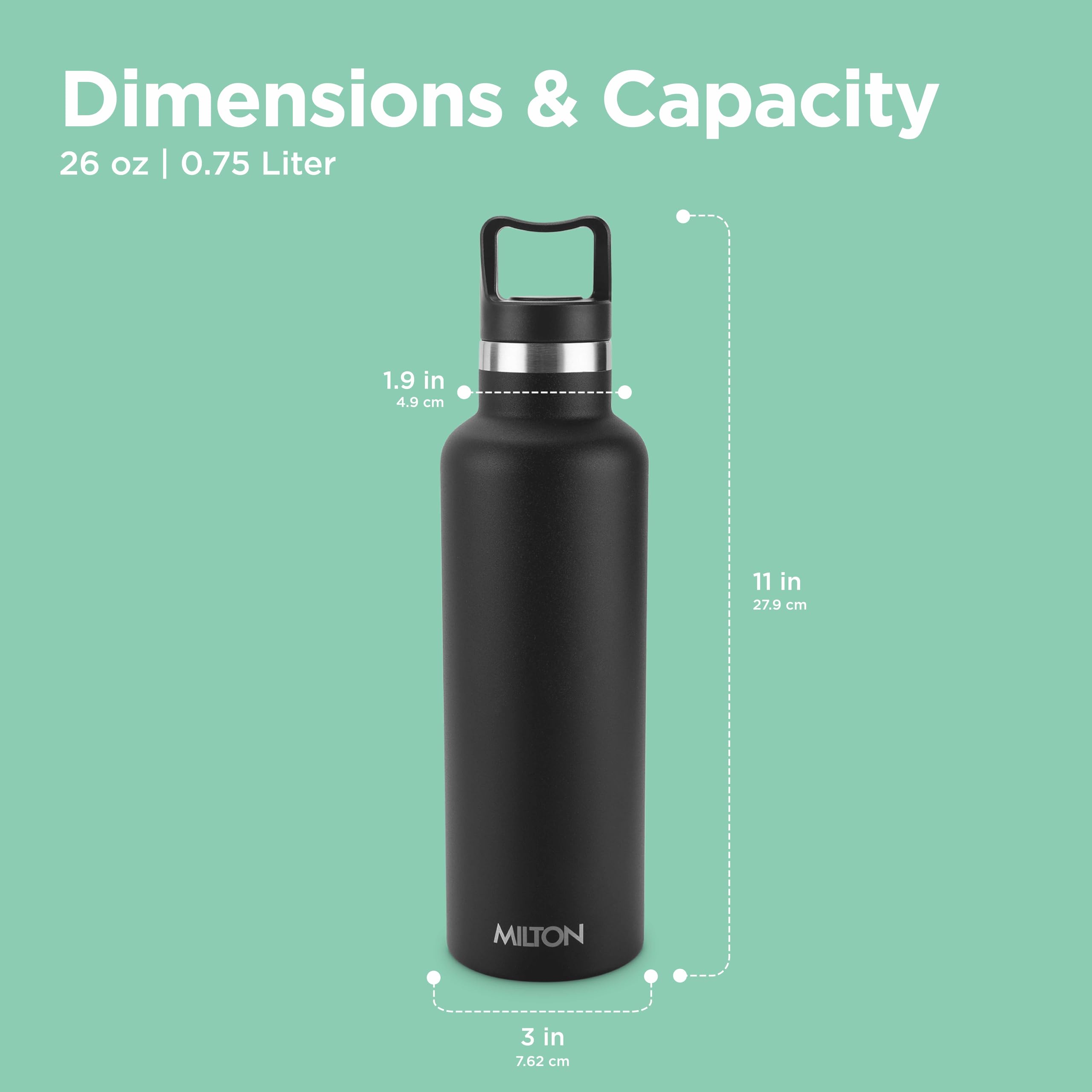 24 oz Stainless steel insulated water bottle, Leakproof, 12 hours Hot, 24 hours cold, Double Walled Vacuum Metal Thermos for Sports, Gym, Travel friendly, Dishwasher Safe, Haruki 800