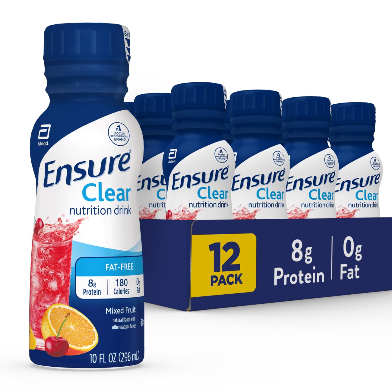 Ensure Clear Mixed Fruit Nutritional Drink | 8g Protein, 15 Vitamins & Minerals | Ready-to-Drink | Refreshing Taste | 10 fl oz -12 Pack