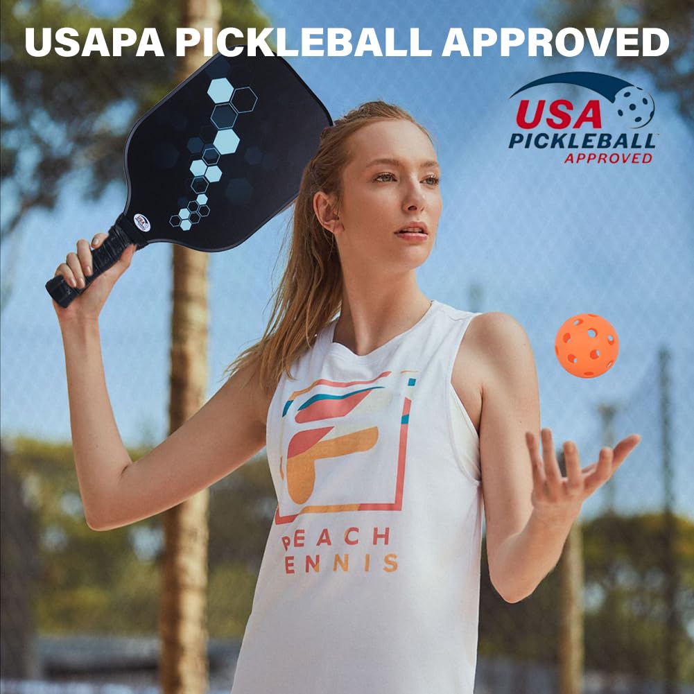 SongSolar Pickleball Paddles,USAPA Approved Pickleball Paddles Set with 2 Pickleball Balls and Pickleball Carry Bag&4 Pickleball Balls，Fiberglass Pickle Ball Rackets 2 Pack