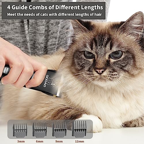 Gooad Cat Clippers for Matted Hair, Cat Grooming Kit, Cordless Cat Shaver for Long Hair, Low Noise Paw Trimmer, Cat Hair Trimmer for Grooming,Quiet Pet Hair Clippers Tools for Cats Dogs (Black)