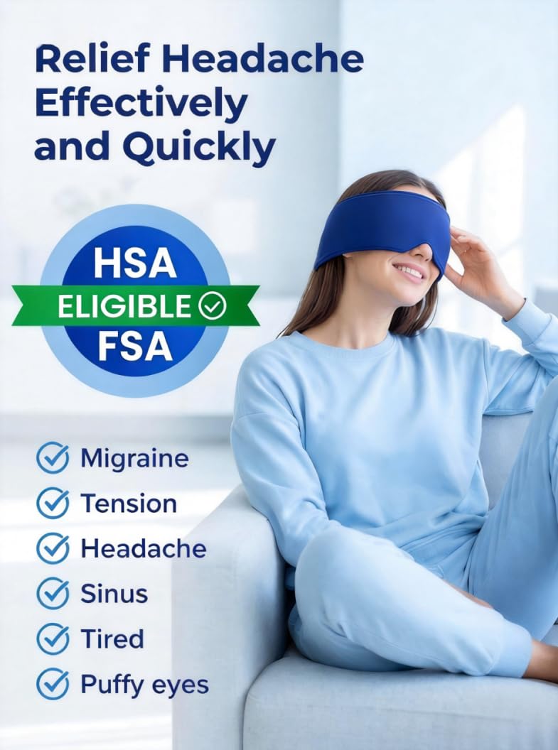 Cooling Eye Mask with Ice Gel. Instant Relief Puffy Eyes Migraine Surgery, Hsa Store Eligible Items Fsa Stay Cold Comfy, Cold Compress Pack for Tired Eyes, Headache Dark Circles Sleep