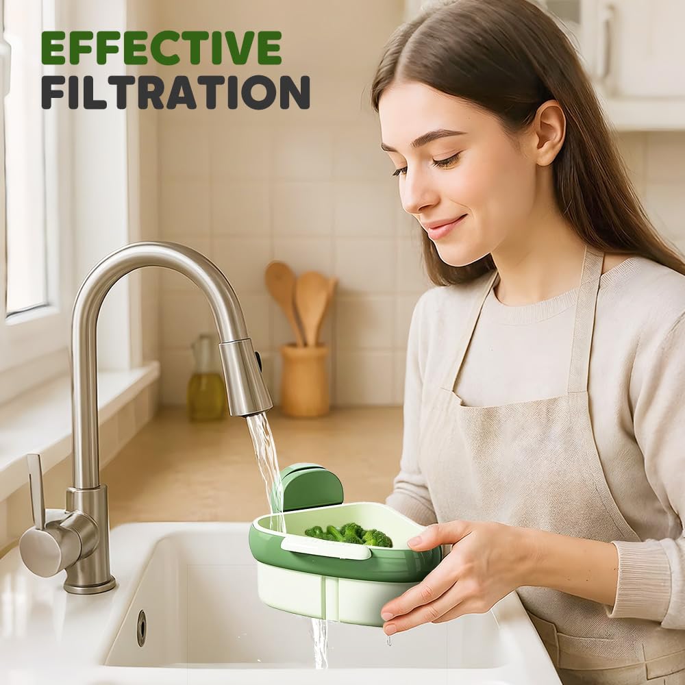 2026 Self-Cleaning Kitchen Sink Food Waste Catcher Faucet Hanging,Press Automatic Dumping Sink Strainer Basket,Multi-Purpose Kitchen Draining Basket,Trash Catcher for Garbage Leftovers (A-Green/1PCS)