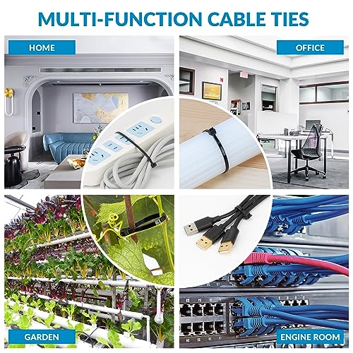 XINGO Black Zip Ties Assorted Size 1500 Pack, 4+6+8+10+12 Inch, Self-Locking UV Resistant Nylon Cable T iesPerfect for Home, Office, Garden and Workshop ﻿