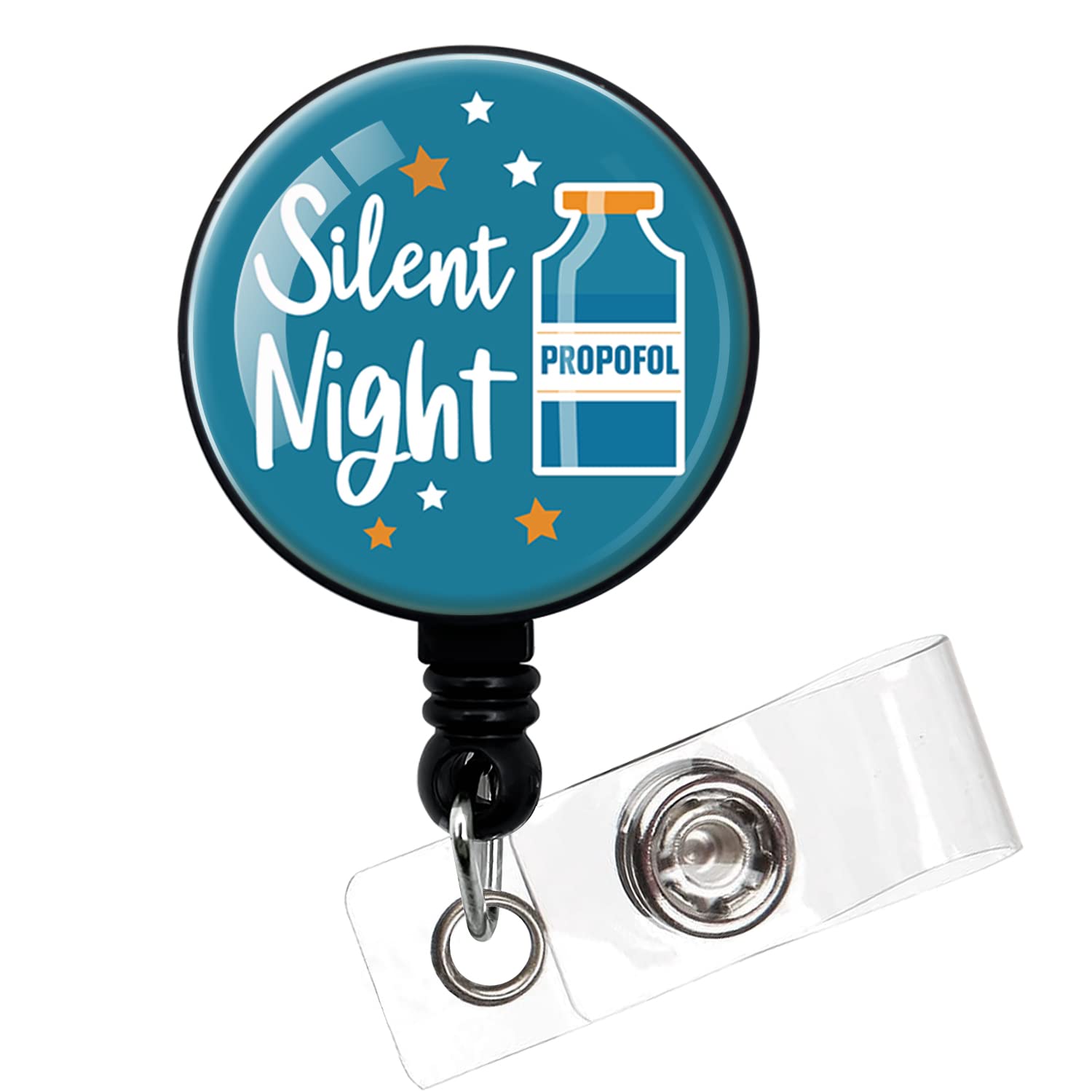 Silent Night,Funny Badge Reel，Retractable ID Card Badge Holder with Alligator Clip，Hospital Badge,Nurse Badge Reel，Medical MD RN Nurse Badge ID,Suitable for Nurses,Doctors,Nursing Students