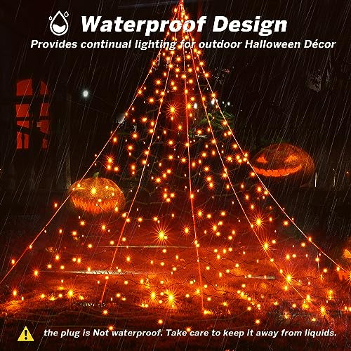 BlcTec Halloween Giant Spider Web Lights, 19.7ft x 14.7ft Lighted Black Spider Web with 250 LED, Sturdy Wire Halloween Web Lights with Waterproof, 8 Modes, Timer for Yard Haunted House Décor (Purple)