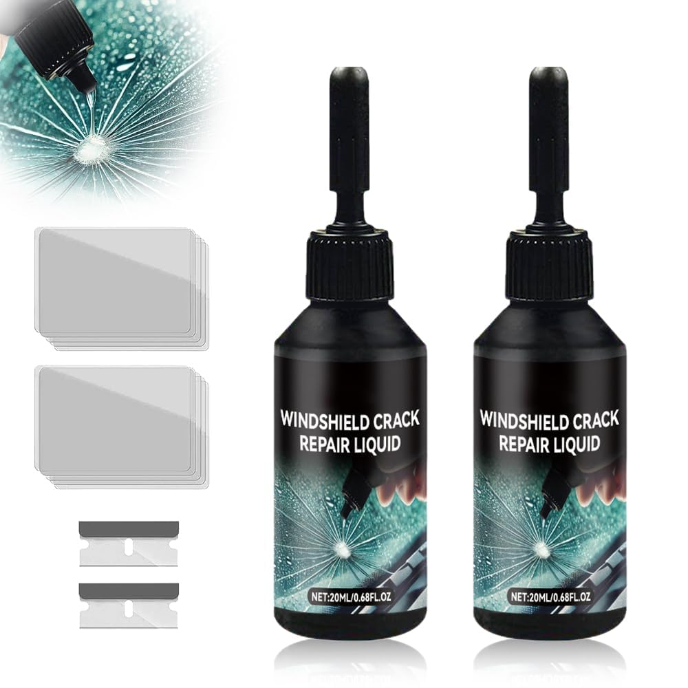 2024 New Windshield Crack Repair Kit, Cracks Gone Glass Repair Kit, Upgrade Car Windshield Crack Repair Fluid for Automotive Windscreen Tool, Glass Crack Repair Liquid for Chips and Cracks (2 Set)