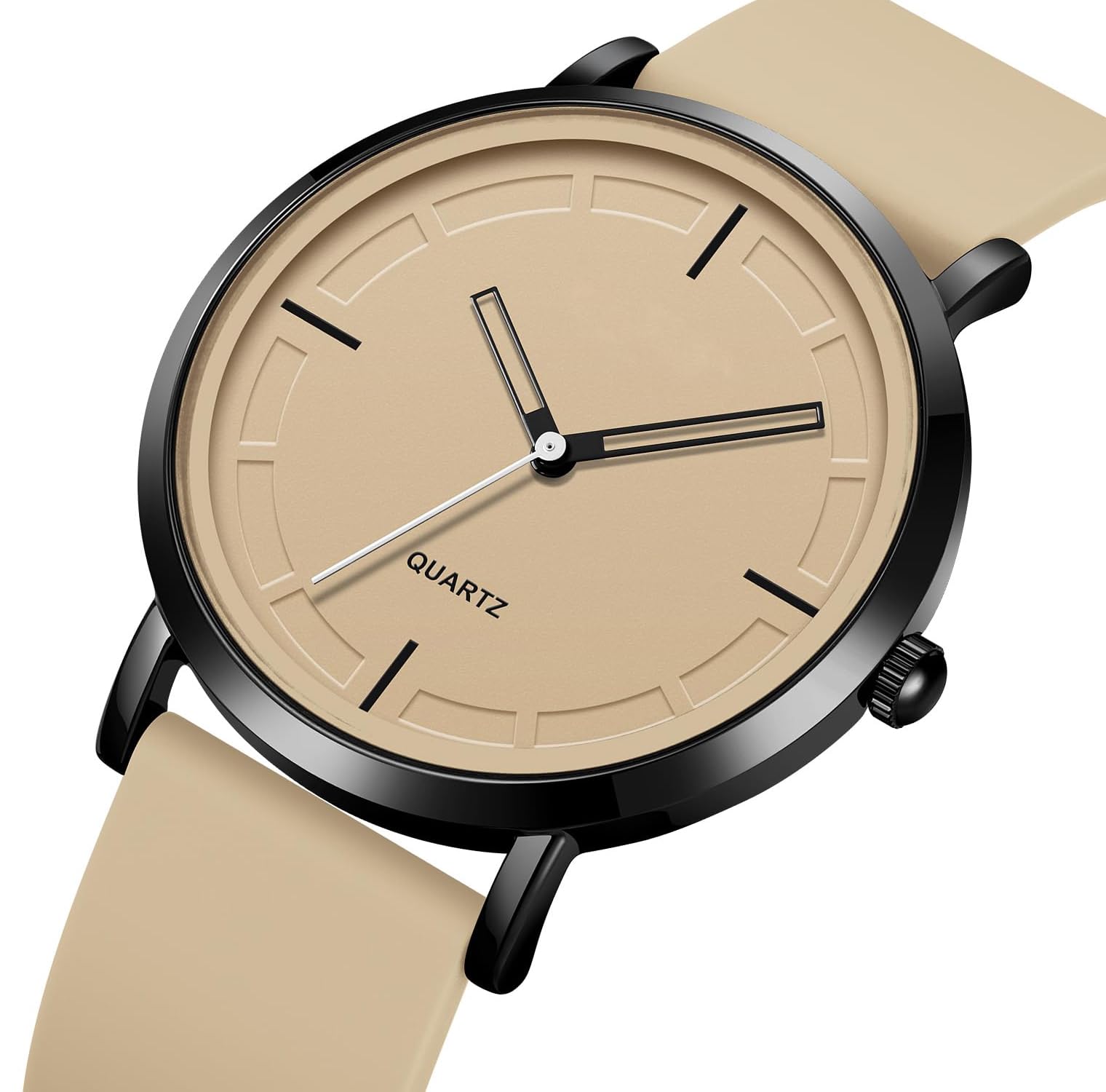 BESTKANG Unisex Wrist Watches Fashion Simple Analog Quartz Wrist Watches Silicone Strap Waterproof Watch Women Men Watches (Khaki)
