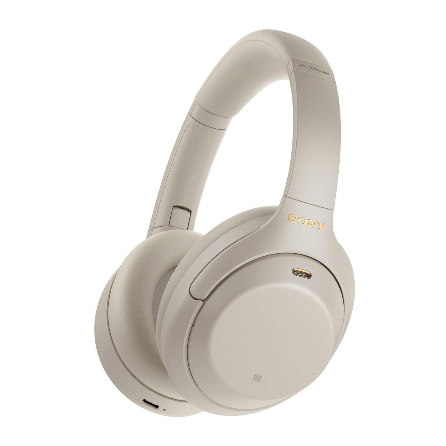 Sony WH-1000XM4 Wireless Noise Canceling Over-Ear Headphones (Silver) Bundle with Headphone Hanger Mount (2 Items)