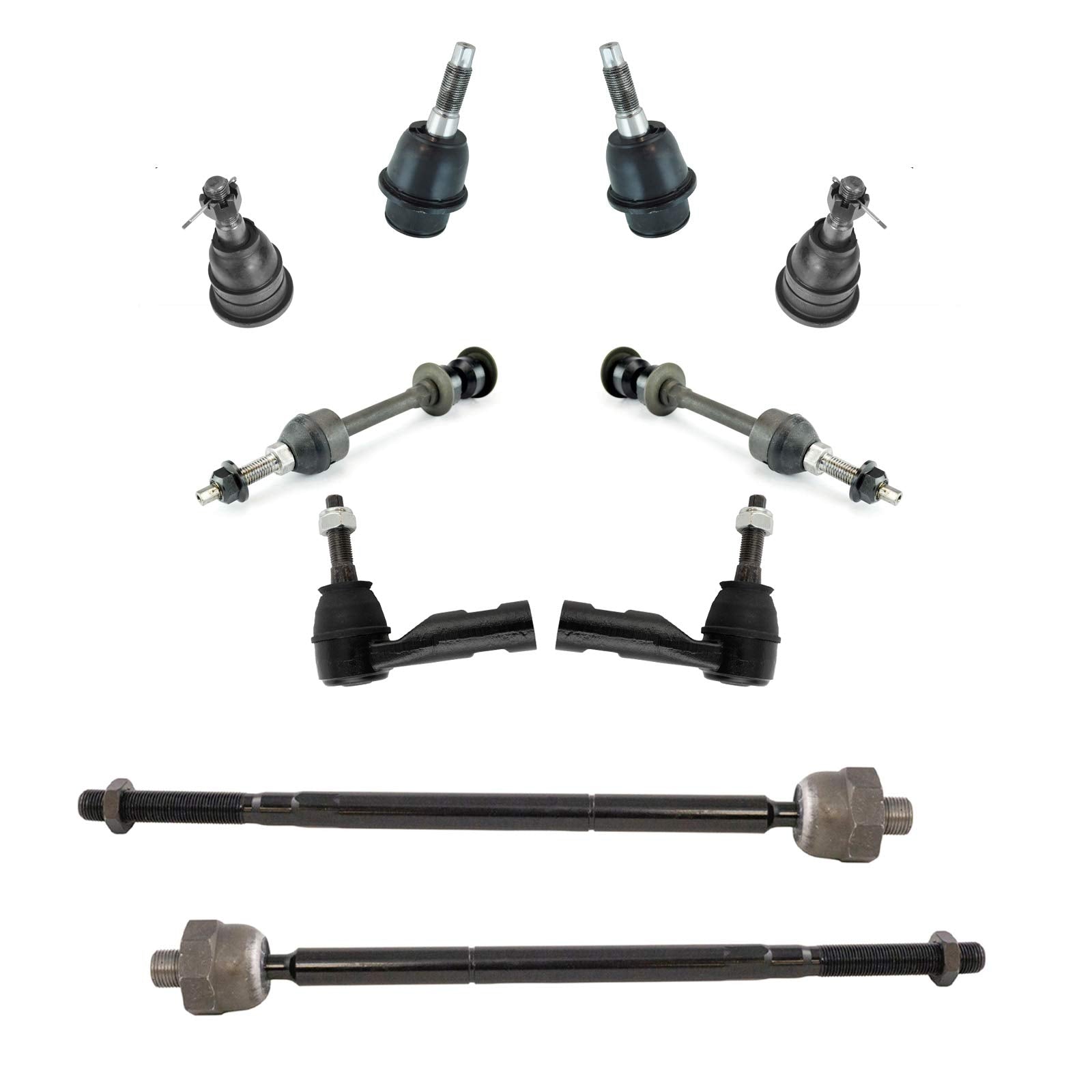 TRQ Front Steering & Suspension Kit Ball Joint Sway Bar Stabilizer Link Tie Rod Compatible with 2013 Ram 1500