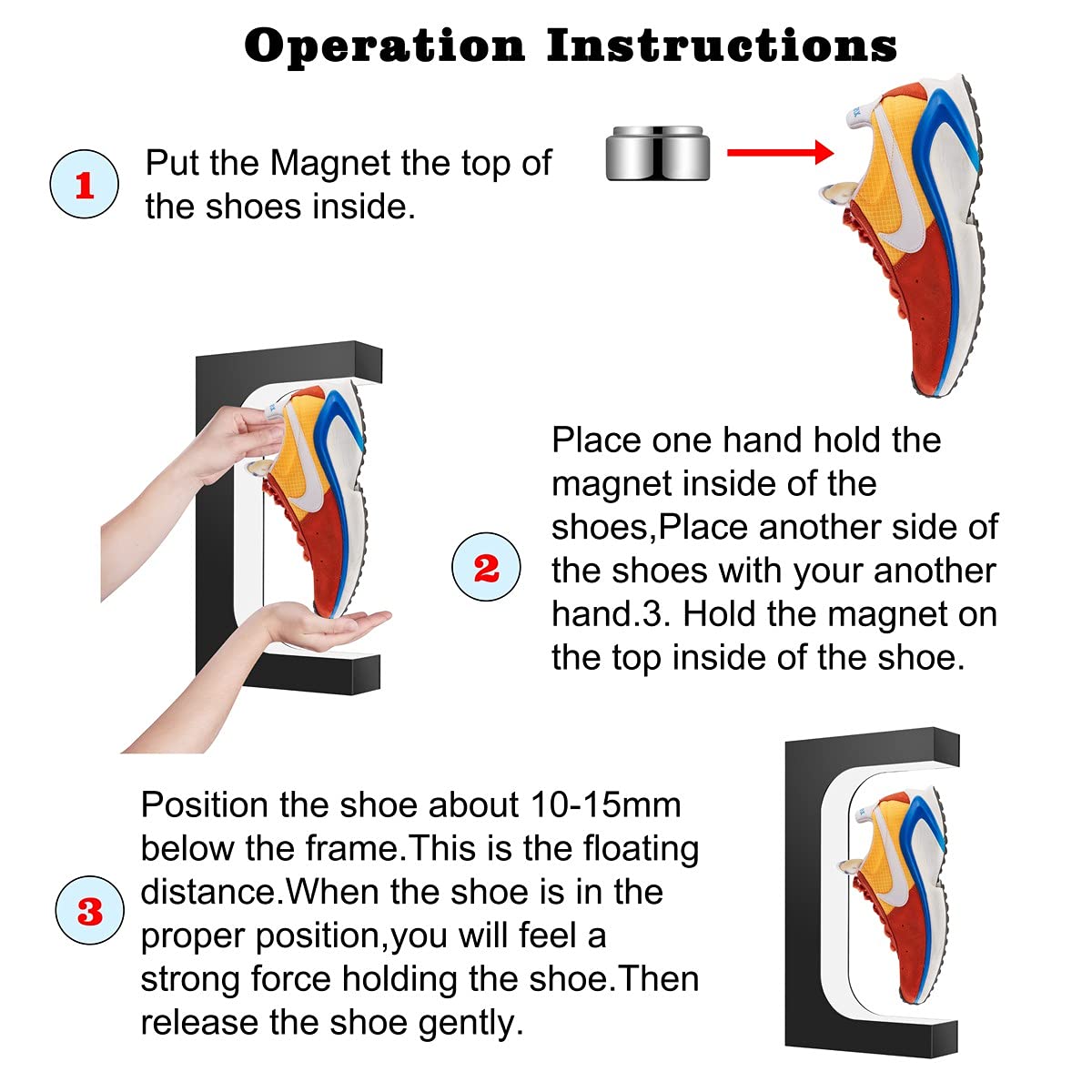 Yegvea Levitating Shoe Display Floating Sneaker Stand,Magnetic Levitation Sneakers Stand with 16 Colors Remote Control and 360° Rotation